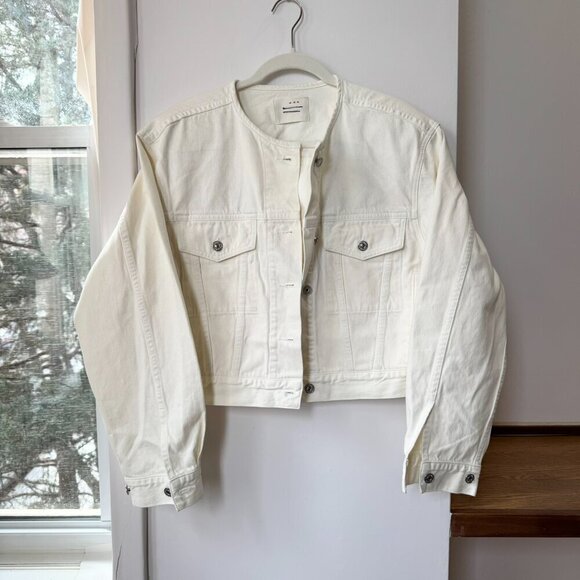 New Citizens of Humanity Renata Denim Jean Jacket Collarless White Pashmina - Picture 6 of 16